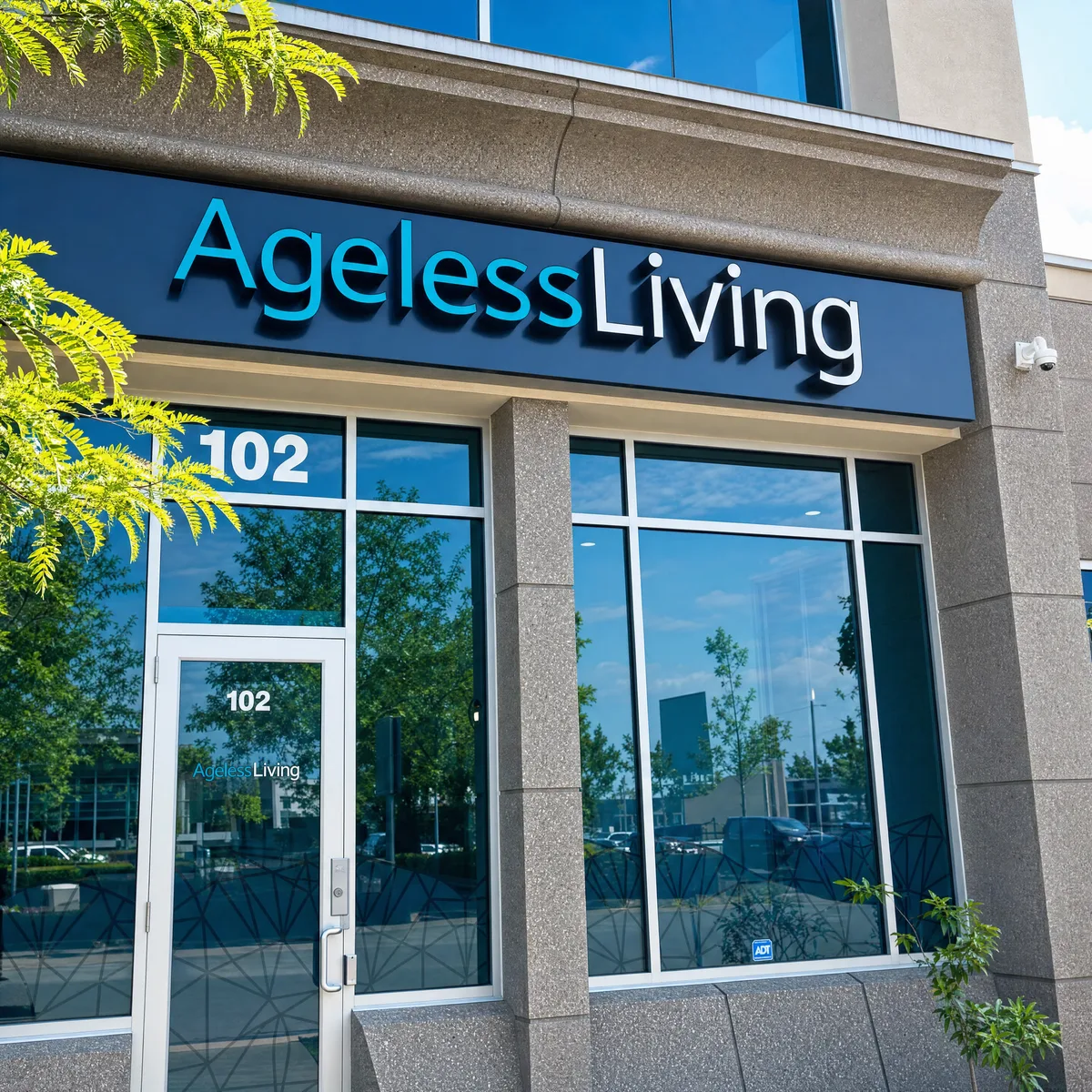 The Kelowna clinic's storefront with the Ageless Living sign over the door